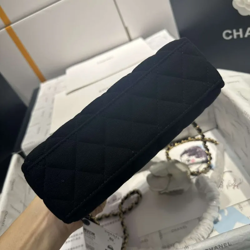 Chanel AS4416 Mini nákupní taška Sametová zlatá barva kovu Černá