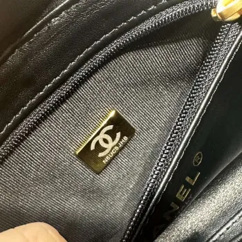 Chanel AS4416 Mini nákupní taška Sametová zlatá barva kovu Černá