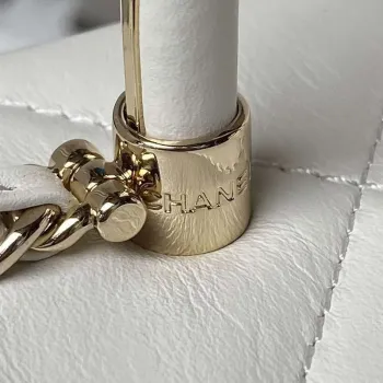 Chanel AS4469 Malá kabelka BOX Lesklá telecí kůže a zlatý kov Bílá