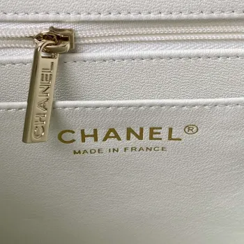 Chanel AS4469 Malá kabelka BOX Lesklá telecí kůže a zlatý kov Bílá