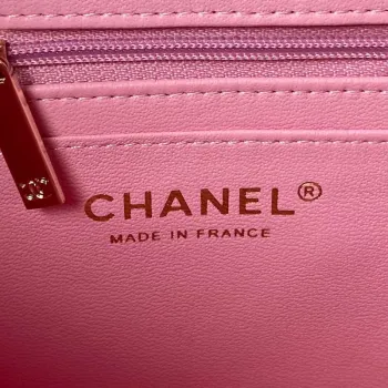 Chanel AS4469 Malá kabelka BOX z lesklé telecí kůže a zlatého kovu, růžová