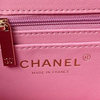Chanel AS4469 Mini BOX taška z lesklé telecí kůže a zlatého kovu, růžová