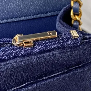 Chanel AP3363 Klopová taška Baguette Sametová námořnická modrá