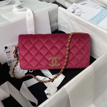 Chanel AP3363 Klopová taška Baguette Sametově vínově červená