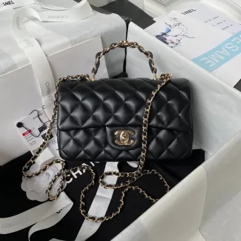 Chanel 23K AS2431 Mini flap Lambskin taška s horním uchem Černá