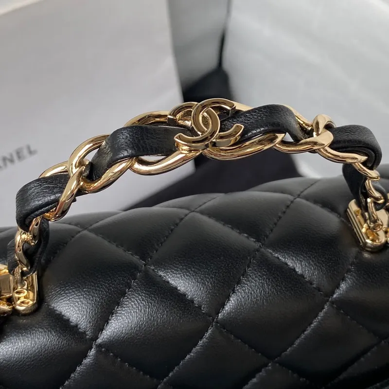 Chanel 23K AS2431 Mini flap Lambskin taška s horním uchem Černá