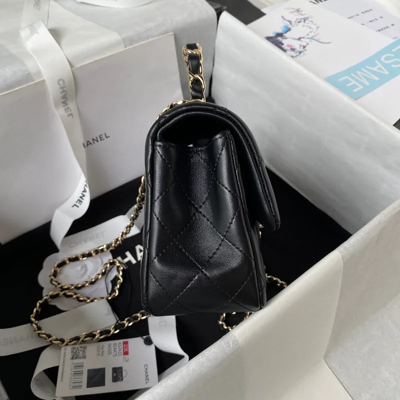 Chanel 23K AS2431 Mini flap Lambskin taška s horním uchem Černá