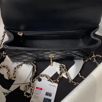 Chanel 23K AS2431 Mini flap Lambskin taška s horním uchem Černá