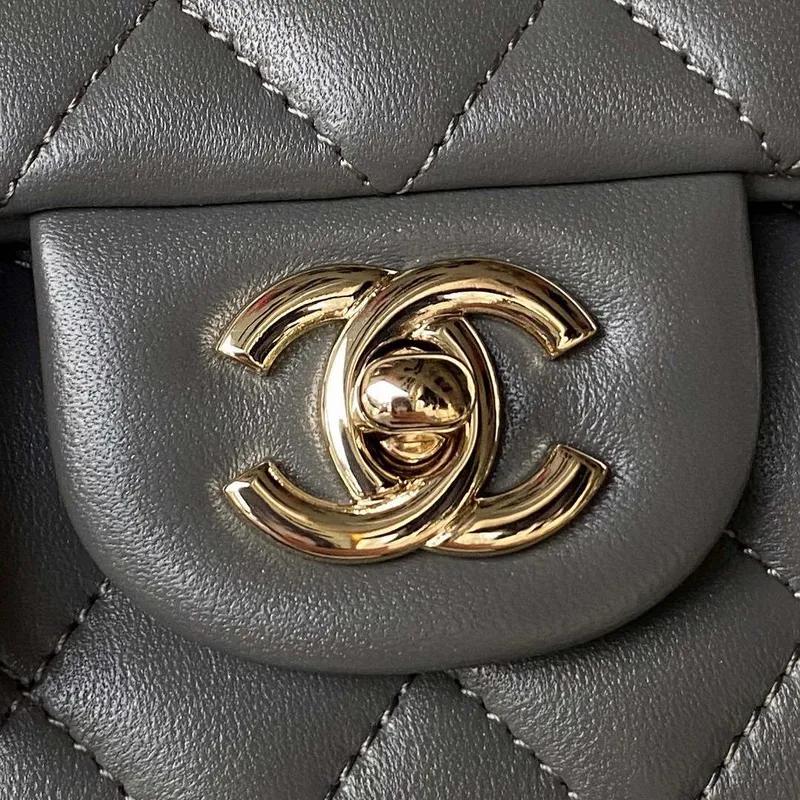 Chanel 23K AS2431 Mini flap Lambskin taška s horním uchem Šedá