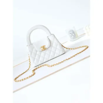 Chanel AS4416 Mini nákupní taška z lesklé staré telecí kůže, zlatý kov, smetanová barva