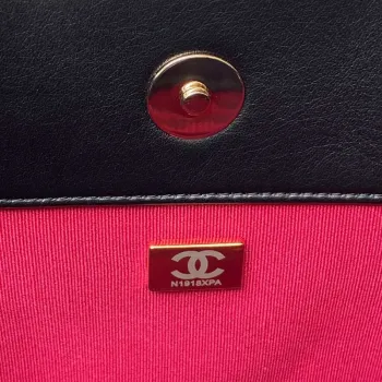 Chanel AS4359 Nákupní taška Lesklá jehněčí kůže Zlatý kov Černá