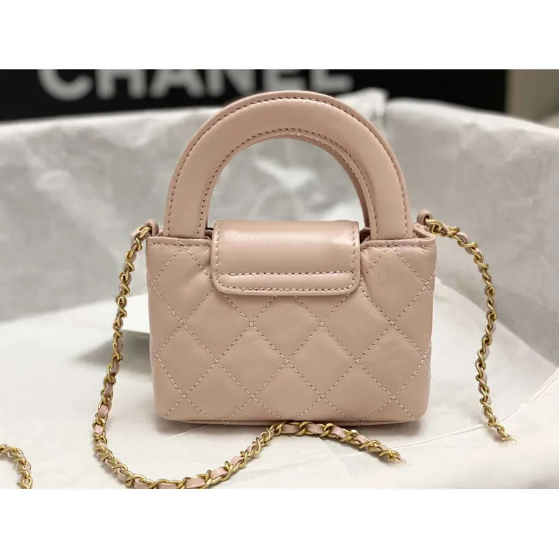 Chanel AP3435 Lesklá stárnutá telecí kůže a zlatý kov Růžová