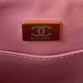 Chanel AS4416 Mini nákupní taška z lesklé staré telecí kůže, zlatý kov, růžová