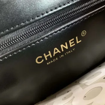 Chanel AS4416 Mini  Nákupní taška lesklá stárnutá telecí kůže zlatý kov Černá