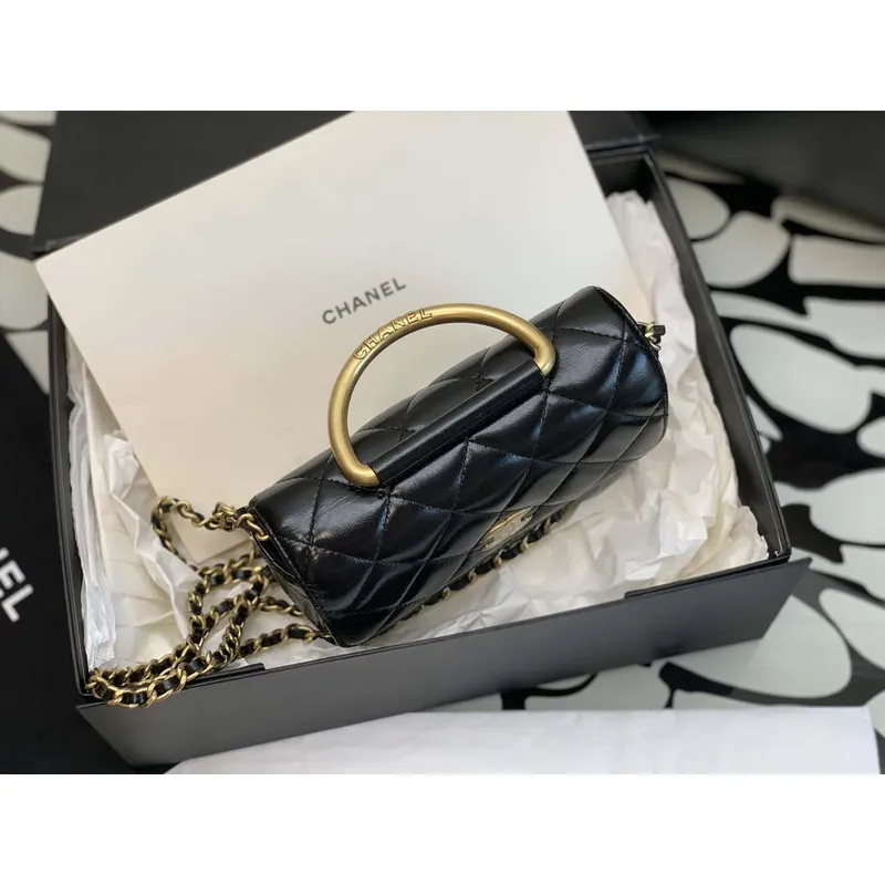 Chanel AP3484 KLOBÁSKA S ŘETĚZEM Lesklá jehněčí kůže a zlatý kov