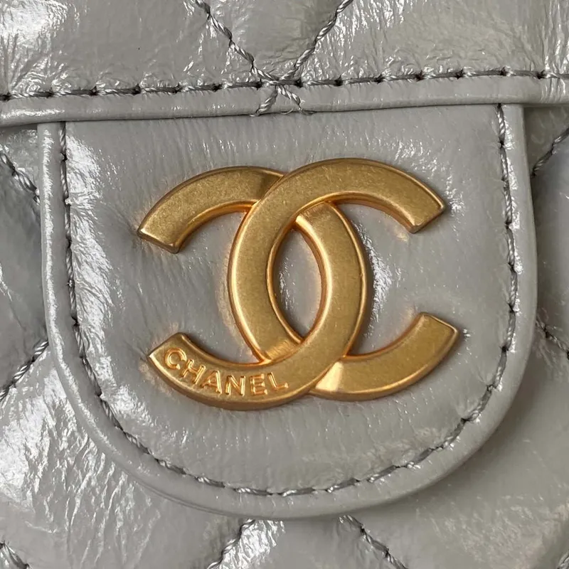 Chanel AS4323 Malá taška Hobo z lesklé zmačkané telecí kůže, zlatá kovová šedá
