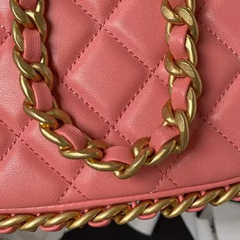 Chanel AS4368 Velká taška HOBO z lesklé zmačkané jehněčí kůže a zlatého kovu, růžová