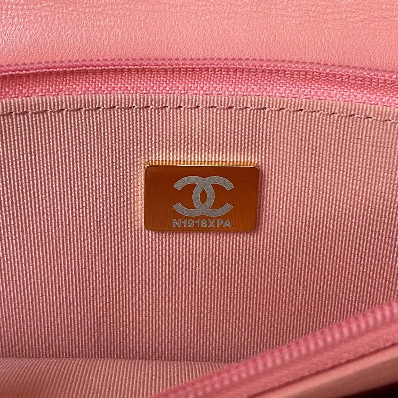 Chanel AP3504 Woc Peněženka na řetízku z jehněčí kůže Imitace perel Strass & Gold Pink