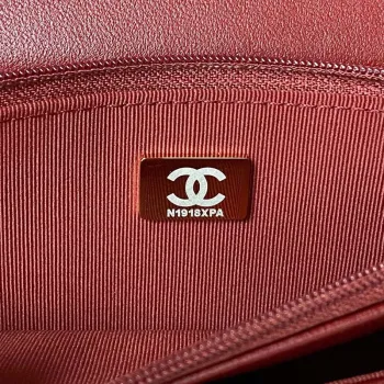 Chanel AP3504 Woc Peněženka na řetízku z jehněčí kůže Imitace perel Strass & Gold Wine Red