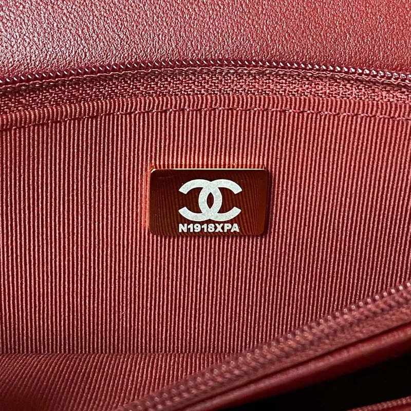 Chanel AP3504 Woc Peněženka na řetízku z jehněčí kůže Imitace perel Strass & Gold Wine Red