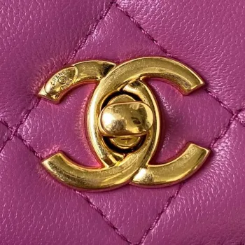 Chanel AP3504 Woc Peněženka na řetízku z jehněčí kůže Imitace perel Strass & Gold Purple
