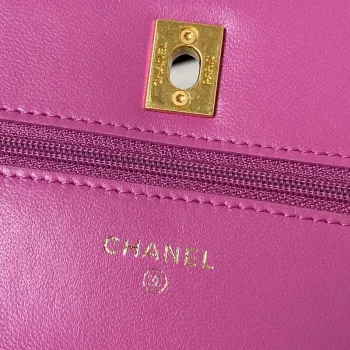 Chanel AP3504 Woc Peněženka na řetízku z jehněčí kůže Imitace perel Strass & Gold Purple