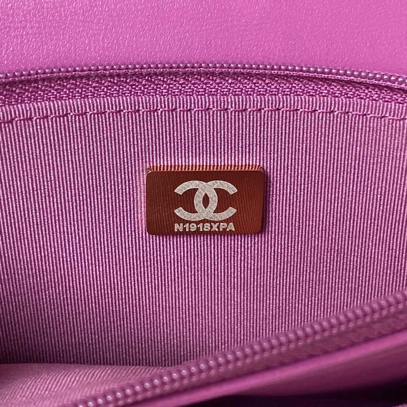 Chanel AP3504 Woc Peněženka na řetízku z jehněčí kůže Imitace perel Strass & Gold Purple