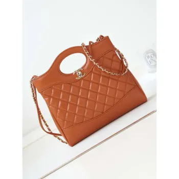 Chanel 31 mini nákupní taška z jehněčí kůže AS4133 Hnědá