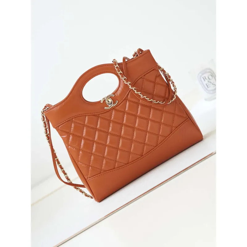 Chanel 31 mini nákupní taška z jehněčí kůže AS4133 Hnědá