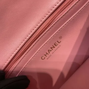 Chanel A1116 Mini Flap Classic Kabelka Tweed & Gold Tone Metal Pink