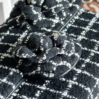 Chanel A1116 Mini Flap Classic Kabelka Tweed & Stříbrný kov Černá