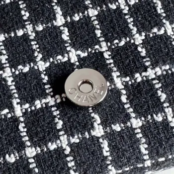 Chanel A1116 Mini Flap Classic Kabelka Tweed & Stříbrný kov Černá