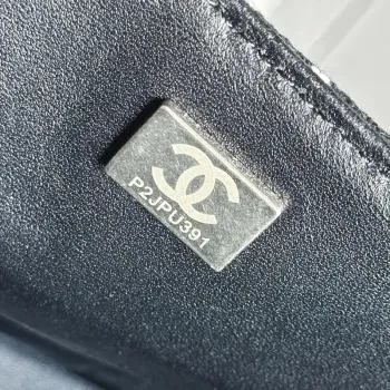 Chanel A1116 Mini Flap Classic Kabelka Tweed & Stříbrný kov Černá