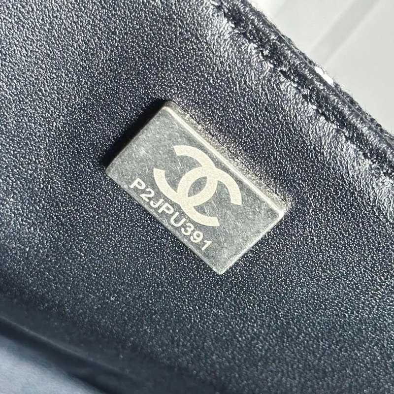 Chanel A1116 Mini Flap Classic Kabelka Tweed & Stříbrný kov Černá