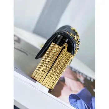 Chanel AS3712 Velká VEČERNÍ TAŠKA Jehněčí kůže a zlatý kov Černá a zlatá