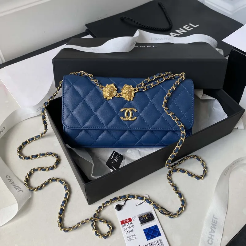 Chanel AP3426 Woc Mini Flap Bag Jehněčí kůže 17 cm Modrá