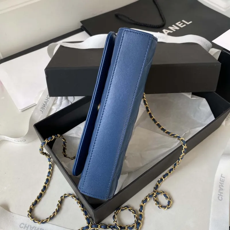 Chanel AP3426 Woc Mini Flap Bag Jehněčí kůže 17 cm Modrá