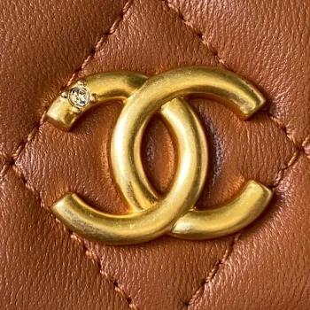 Chanel AP3426 Woc Mini Flap Bag Jehněčí kůže 17 cm Hnědá