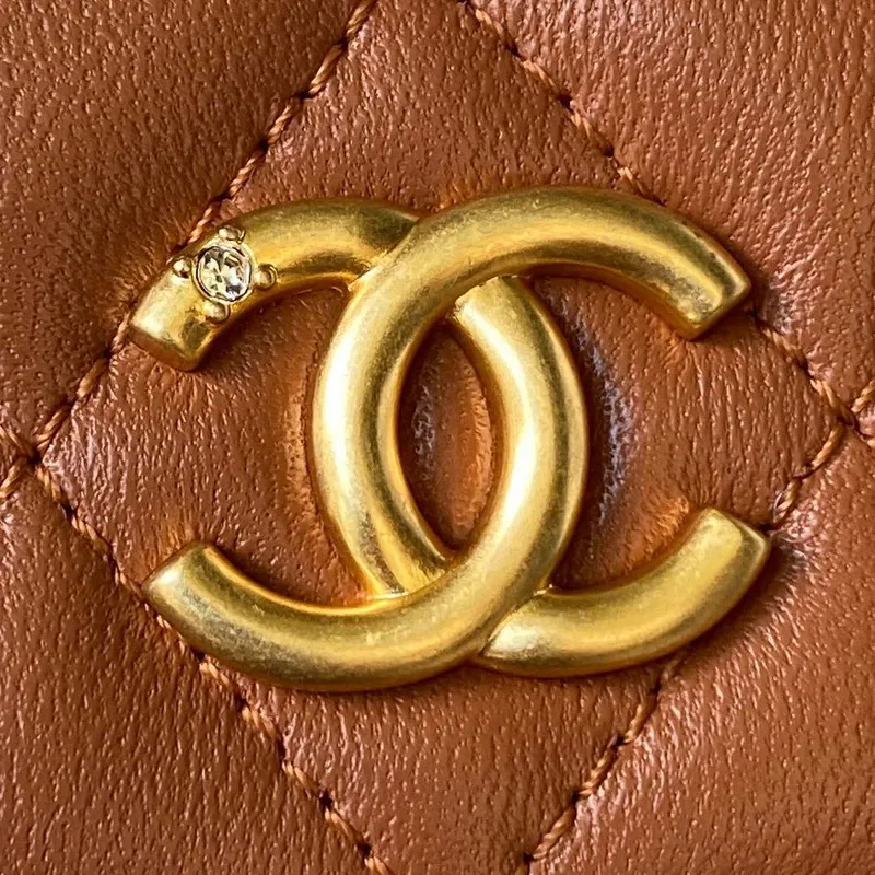 Chanel AP3426 Woc Mini Flap Bag Jehněčí kůže 17 cm Hnědá
