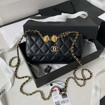 Chanel AP3426 Woc Mini Flap Bag Jehněčí kůže 17 cm Černá