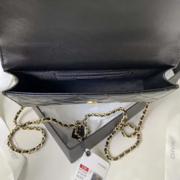 Chanel AP3426 Woc Mini Flap Bag Jehněčí kůže 17 cm Černá