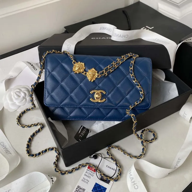 Chanel AP3424 Woc Mini Flap Bag Jehněčí kůže Modrá
