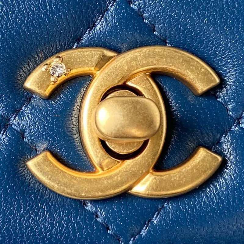 Chanel AP3424 Woc Mini Flap Bag Jehněčí kůže Modrá