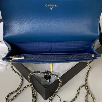 Chanel AP3424 Woc Mini Flap Bag Jehněčí kůže Modrá