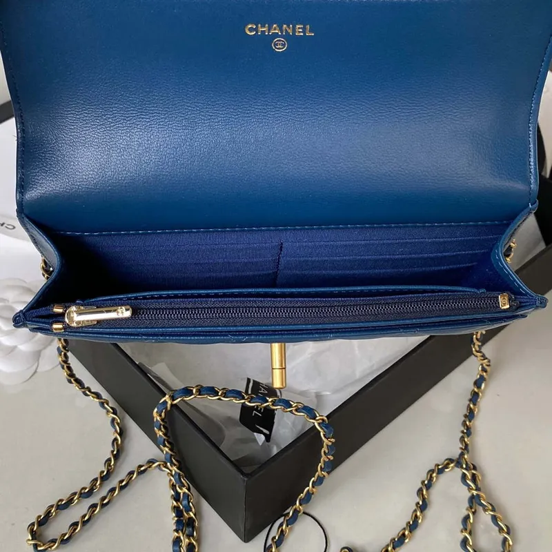 Chanel AP3424 Woc Mini Flap Bag Jehněčí kůže Modrá