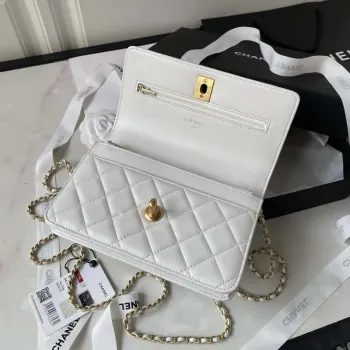 Chanel AP3424 Woc Mini Flap Bag Jehněčí kůže Bílá