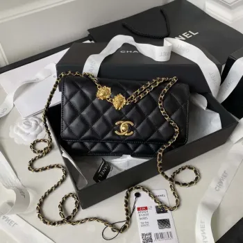 Chanel AP3424 Woc Mini Flap Bag Jehněčí kůže Černá