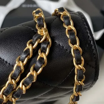 Chanel AP3424 Woc Mini Flap Bag Jehněčí kůže Černá