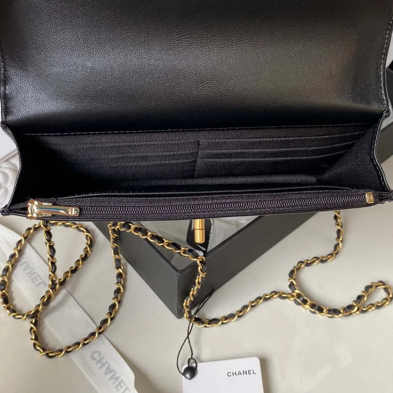 Chanel AP3424 Woc Mini Flap Bag Jehněčí kůže Černá