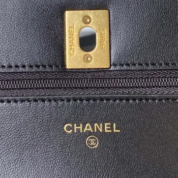 Chanel AP3424 Woc Mini Flap Bag Jehněčí kůže Černá